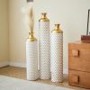 Floor metal vase modern style decoration home droplet shaped white metal vase 3-piece set gorgeous home decoration large glazed metal vase