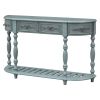 52” Contemporary Curved Half Moon Console Table with 4 Spacious Drawers, Antique Style Design. 4 Sturdy Legs and Open Bottom Shelf