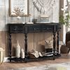 52” Contemporary Curved Half Moon Console Table with 4 Spacious Drawers, Antique Style Design. 4 Sturdy Legs and Open Bottom Shelf