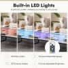 Center Coffee Table with Faux Marble/Tempered Glass Table Top, Built-In LED Lights and 4 Storage Cubes