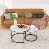 Nesting Coffee & End Table Set of 2 with Black Metal Frame