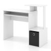 Space Saving Computer Work Desk with Pull-Out Keyboard Tray and Detachable & Foldable Bottom Drawer