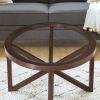 Round Mid-Century Style Coffee or End Table with Clear Tempered Glass Top