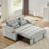 3 in1 Multi-Functional Velvet Foldable Sofa, with Loveseat, Chaise, Bed Options, 2 Pillows, USB Charging Port & Swivel Phone Stand