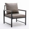 Modern Faux Leather Accent Chair with Black Powder Coated Metal Frame and Adjustable Pillow Back