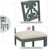 5 Piece Dining Table Set with 1 Round Table with Bent Column Shaped Table Legs, Middle Storage Shelf and 4 Carved Backrest Chairs