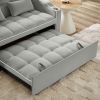 3 in1 Multi-Functional Velvet Foldable Sofa, with Loveseat, Chaise, Bed Options, 2 Pillows, USB Charging Port & Swivel Phone Stand