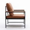 Modern Faux Leather Accent Chair with Black Powder Coated Metal Frame and Adjustable Pillow Back