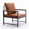 Modern Faux Leather Accent Chair with Black Powder Coated Metal Frame and Adjustable Pillow Back
