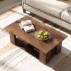 41” 2-Tier Wooden Modern Coffee Table with Open Bottom Storage Shelf and 3 Different Color Options