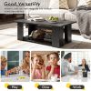 41” 2-Tier Wooden Modern Coffee Table with Open Bottom Storage Shelf and 3 Different Color Options
