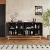 Retro Style Symmetrical Pattern Sideboard with 2 Adjustable/Removable Shelves, Metal Handles/Legs and In 3 Different Colors
