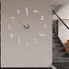 Large Modern Frameless Art Deco Silent Wall Clock with Unique Acrylic Stick On Numerals and Letters