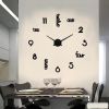 Large Modern Frameless Art Deco Silent Wall Clock with Unique Acrylic Stick On Numerals and Letters