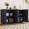 59.8” Wavy Design Sideboard with 2 Copper Handle Doors, Adjustable Height Shelves, 4 Compartments and Spacious Storage