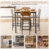 5 Piece Industrial Dining Table Set with Counter Height Table and 4 Bar Stools