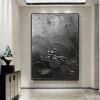 Hand Painted Black 3D Texture Acrylic Oil Painting Wall Art