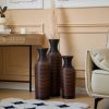 Set of 3 Brown Hand-Woven PVC Rattan Floor Vases