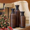 Set of 3 Brown Hand-Woven PVC Rattan Floor Vases