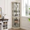 Corner Lighted Curio Display Cabinet with Adjustable Glass Display Shelves, Mirrored Back Panels, Magnetic Door Catch Device and In 3 Different Colors