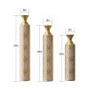 Set of 3, Gold Decorative Floor Vases with Growing Vine, Intricate Etched Swirl Patterns and Funnel Shape Necks