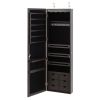 Lockable Wall Mounted Mirror Jewelry Armoire with 5 LEDs, 6 Drawers, Hang On Door Option and 3 Colors To Choose