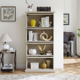 4 Tier Curio Display Cabinet with Flip-Up Tempered Glass Doors (Material: MDF+glass, Color: Antique White)