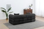 77.9” Foldable Sofa Floor Couch with Convertible Sleeper, 2 Matching Pillows in 9 Colors