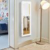 Lockable Wall Mounted Mirror Jewelry Armoire with 5 LEDs, 6 Drawers, Hang On Door Option and 3 Colors To Choose