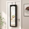 Lockable Wall Mounted Mirror Jewelry Armoire with 5 LEDs, 6 Drawers, Hang On Door Option and 3 Colors To Choose