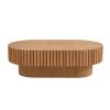 43” Modern Handcrafted Drum Coffee Table, Oval Shaped with Sturdy Pedestal Base in 3 Different Colors