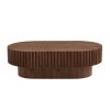 43” Modern Handcrafted Drum Coffee Table, Oval Shaped with Sturdy Pedestal Base in 3 Different Colors