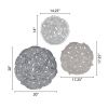 3 Piece Textured Feather Metal Disc Wall Decor Set