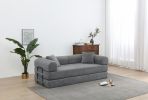 77.9” Foldable Sofa Floor Couch with Convertible Sleeper, 2 Matching Pillows in 9 Colors