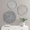 3 Piece Textured Feather Metal Disc Wall Decor Set