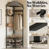 Modern Corner Display Shelf with Multi-Hook Clothes Hanger, 2 Tier Shoe Rack and Storage Shelves