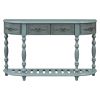 52” Contemporary Curved Half Moon Console Table with 4 Spacious Drawers, Antique Style Design. 4 Sturdy Legs and Open Bottom Shelf