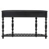 52” Contemporary Curved Half Moon Console Table with 4 Spacious Drawers, Antique Style Design. 4 Sturdy Legs and Open Bottom Shelf