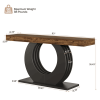 63” Console Table with Black Circle Metal Design Base and Wood Grain Rectangle Tabletop