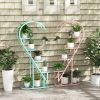 Set of 2, 5 Tier Metal Plant Stand with 4 Hanging Hooks for Multiple Plants  and Heart Shaped Design When Combined