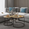 Nesting Coffee & End Table Set of 2 with Black Metal Frame