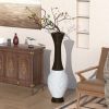 40” Artificial Rattan Floor Vase with Elegant Two-Tone Brown Finish