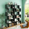 6 Tier S-Shaped Bookshelf Storage Display Bookcase Decor Z Shelf with Large Open Compartments