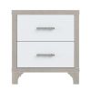Elegant High Gloss Nightstand with 2 Drawers, Metal Handles and Silver Mirrored Trimming