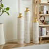 Floor metal vase modern style decoration home droplet shaped white metal vase 3-piece set gorgeous home decoration large glazed metal vase