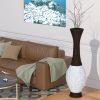 40” Artificial Rattan Floor Vase with Elegant Two-Tone Brown Finish