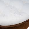 2 Tier Large Round Ottoman Coffee Table with Wheels and Ivory White Button Tufted Top