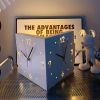 Nordic Square Modern Corner Wall Clock with Sensor Night Light, Sound Activation Sensor and 2 Sided Time Display