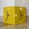 Nordic Square Modern Corner Wall Clock with Sensor Night Light, Sound Activation Sensor and 2 Sided Time Display