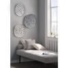 3 Piece Textured Feather Metal Disc Wall Decor Set